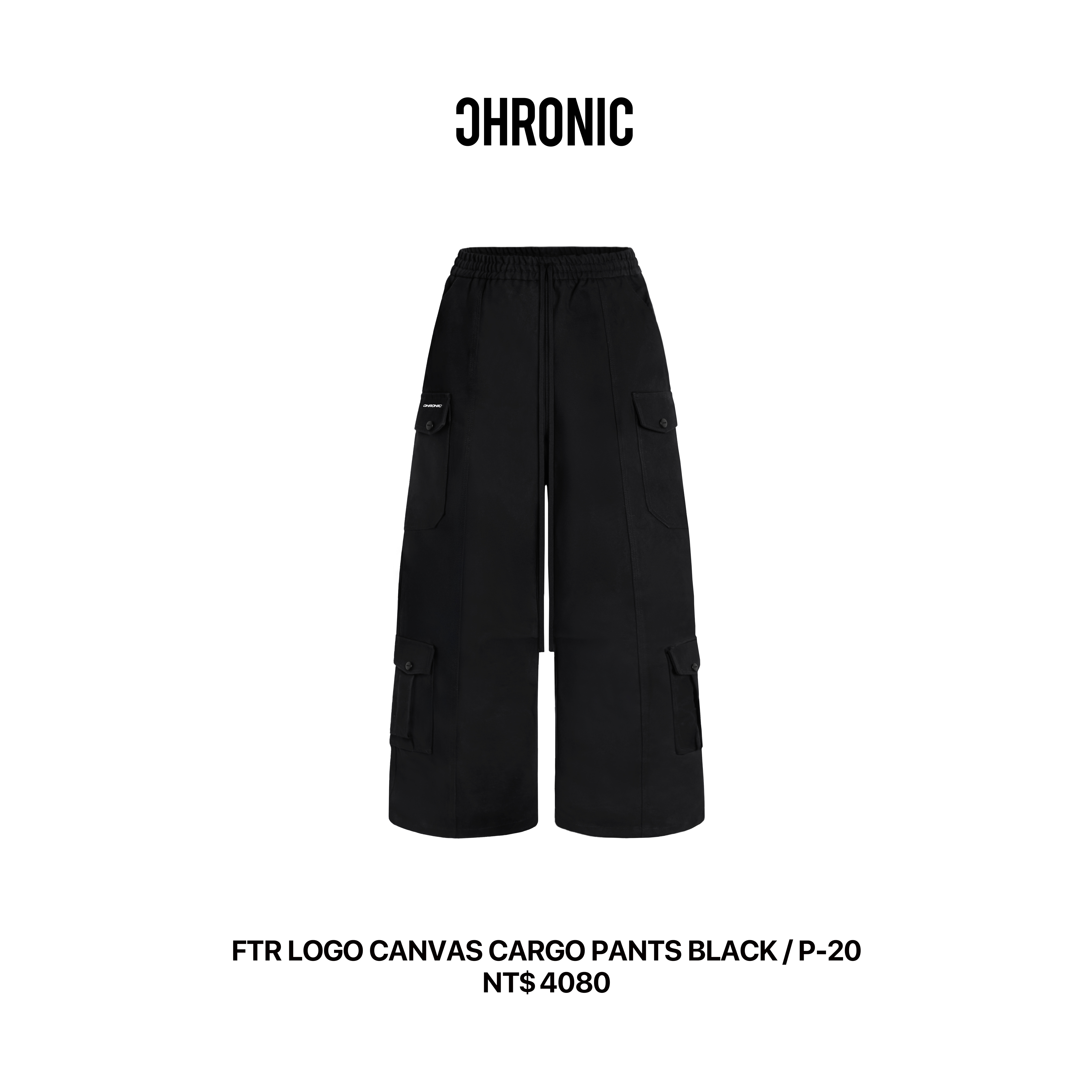 FTR LOGO CANVAS CARGO PANTS BLACK / P-20