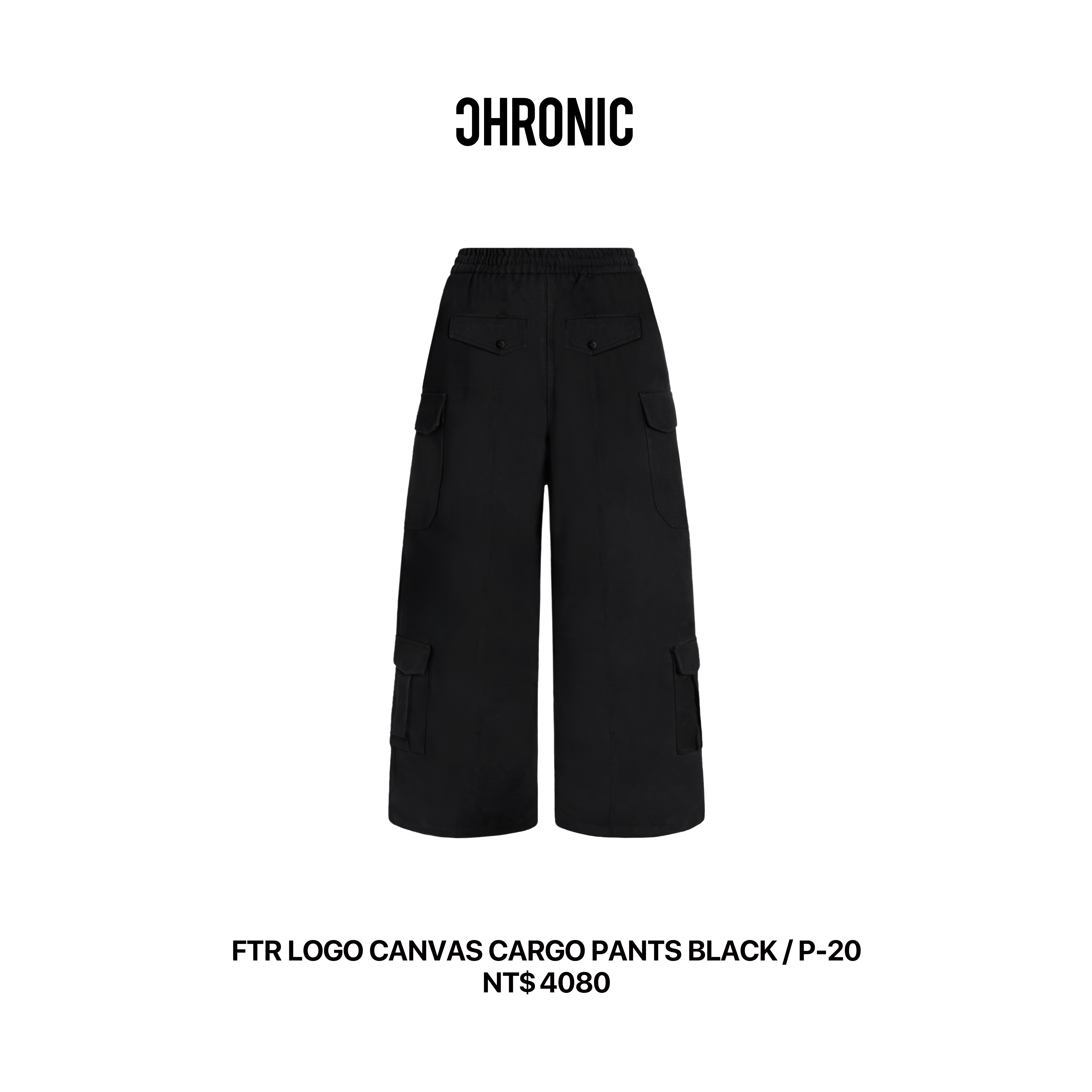 FTR LOGO CANVAS CARGO PANTS BLACK / P-20