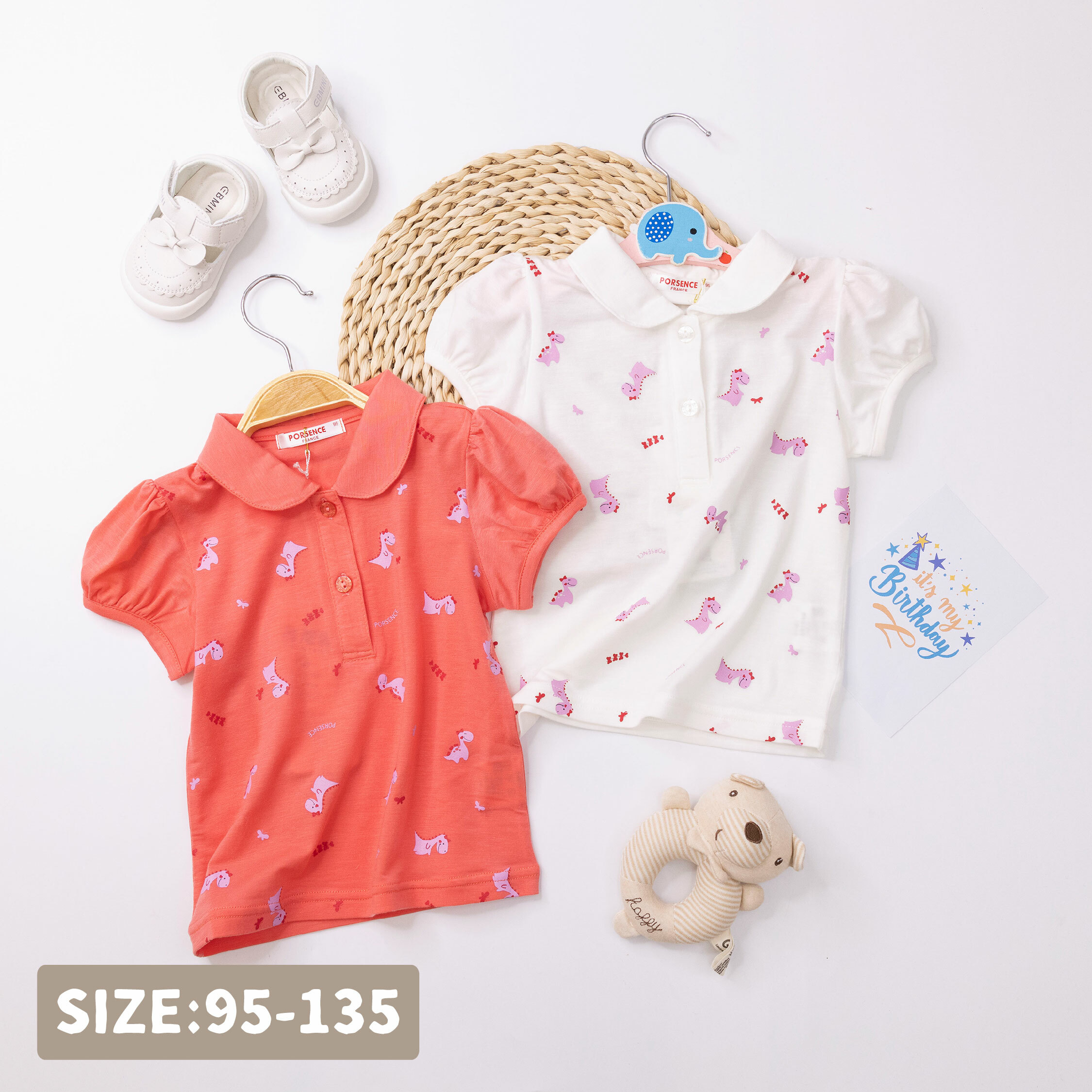 波紳士【22018】淘氣恐龍追蝴蝶天絲POLO衫＊二色