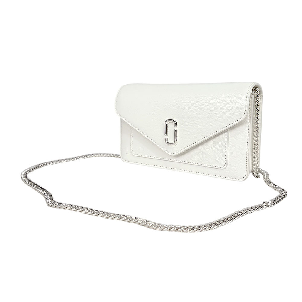 【MARC JACOBS】The Longshot DTM 防刮皮革信封造型皮夾式鍊包 WOC(白色)2F3SMN053S07 100