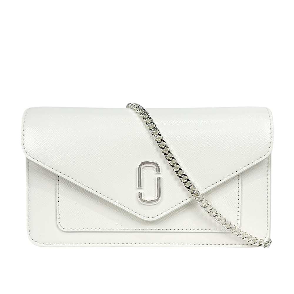 【MARC JACOBS】The Longshot DTM 防刮皮革信封造型皮夾式鍊包 WOC(白色)2F3SMN053S07 100