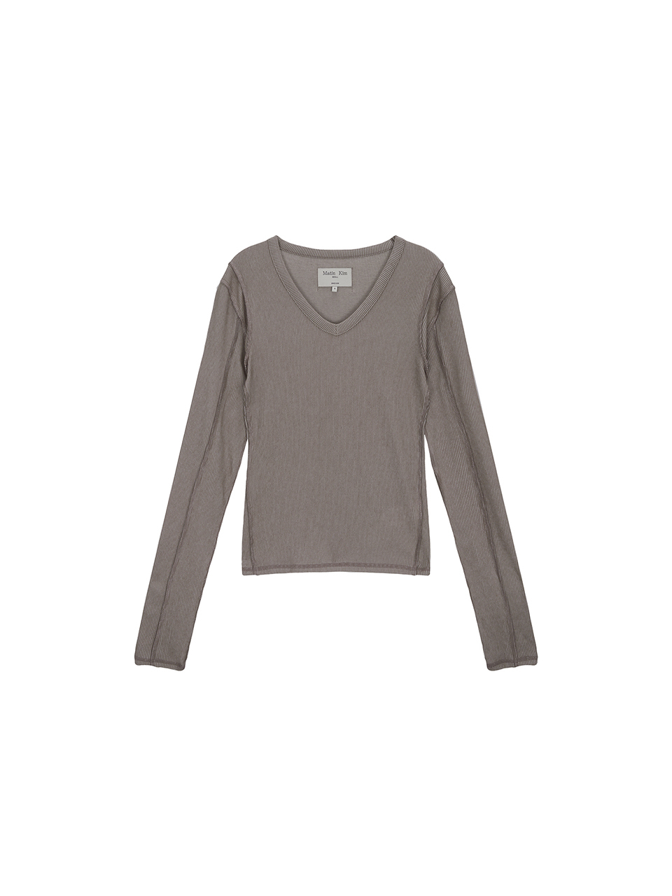針織v領修身上衣 棕色