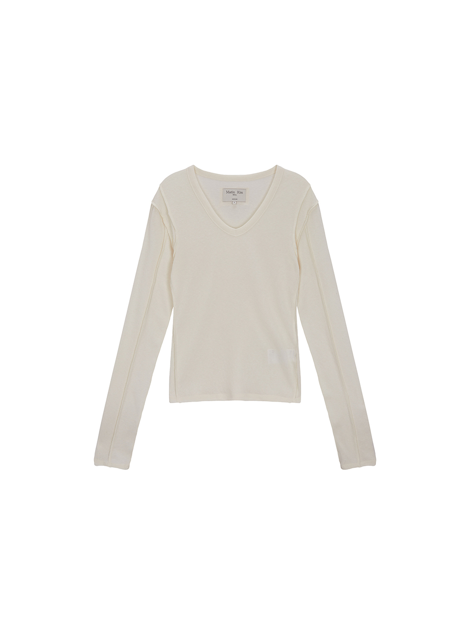 針織v領修身上衣 象牙白