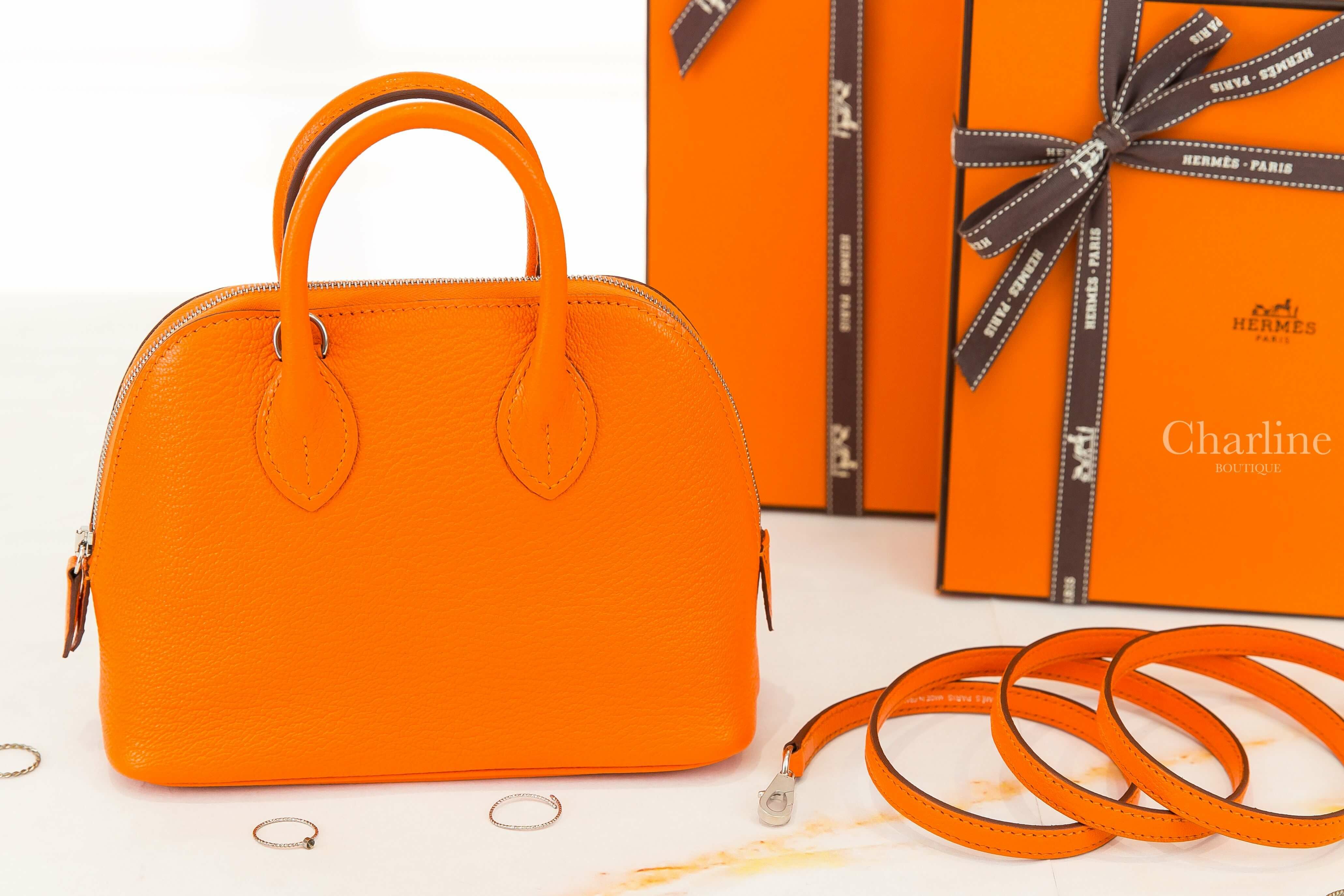 Hermès Bolide 1923 Mini 0X Orange Minium Chevre Mysore 鉛丹橙銀釦迷你手提肩背包