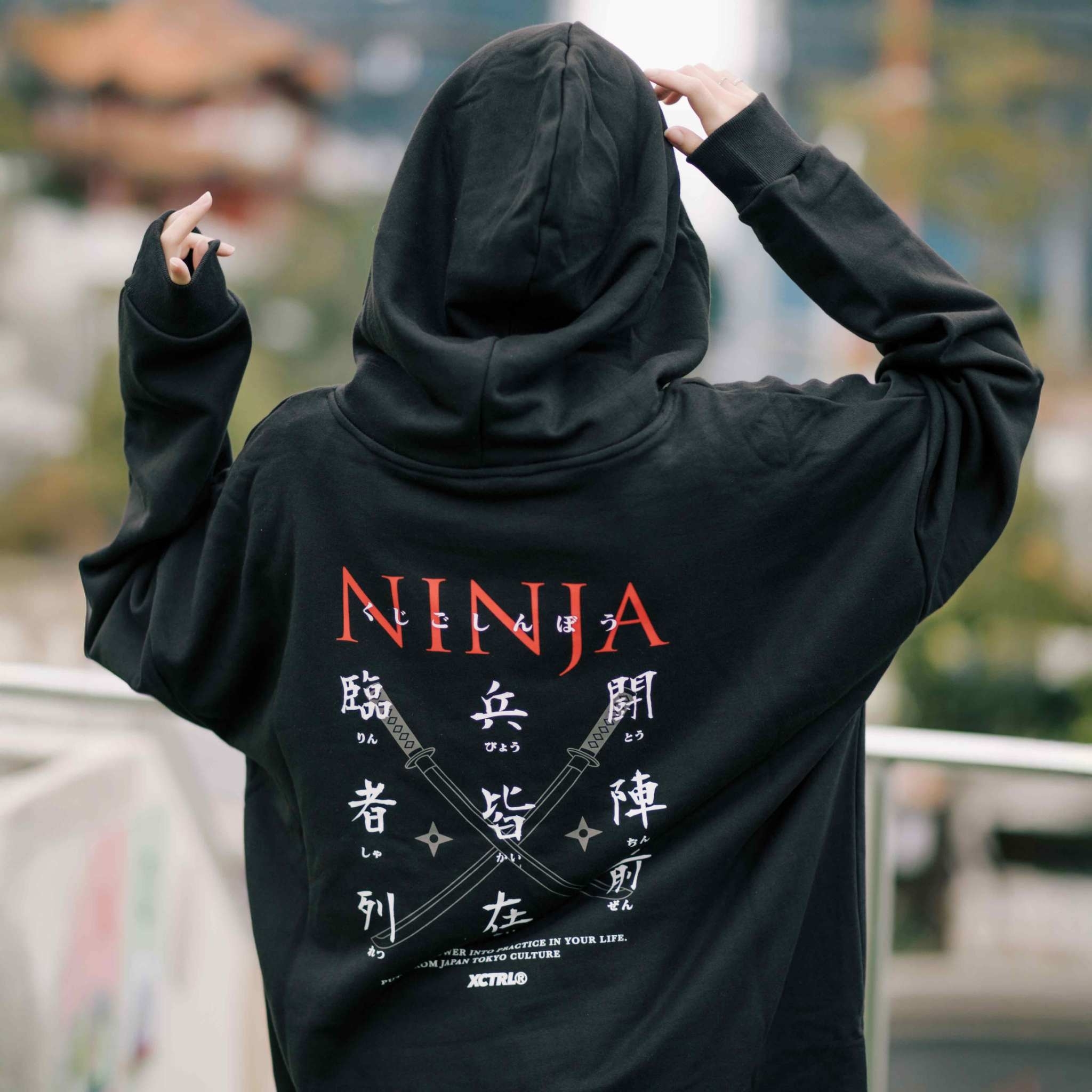 XCTRL 九字真言帽T-黑