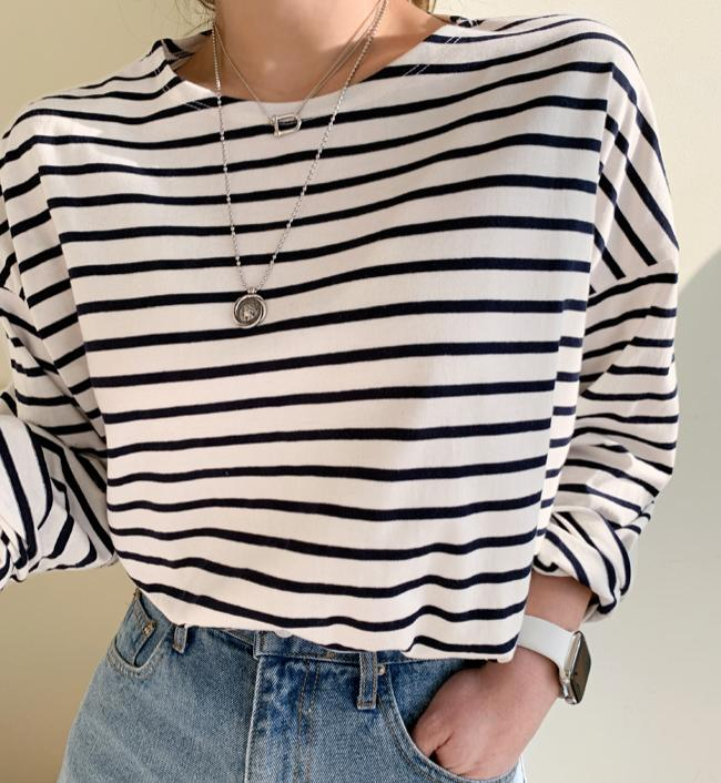 鬆身幼間長袖上衣(深藍色)