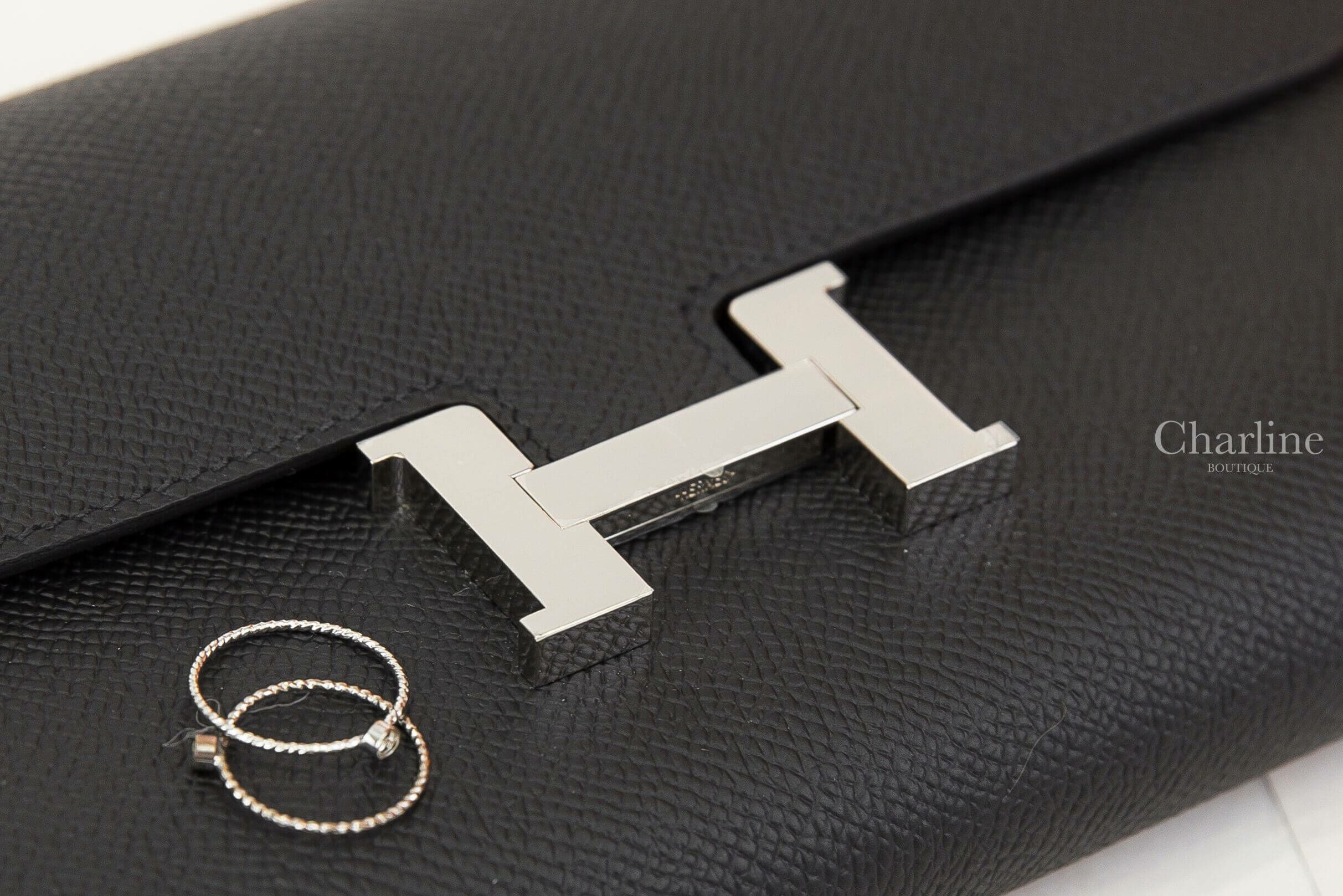 Hermès Constance Long To Go Wallet 89 Noir Epsom 黑色銀釦肩背包