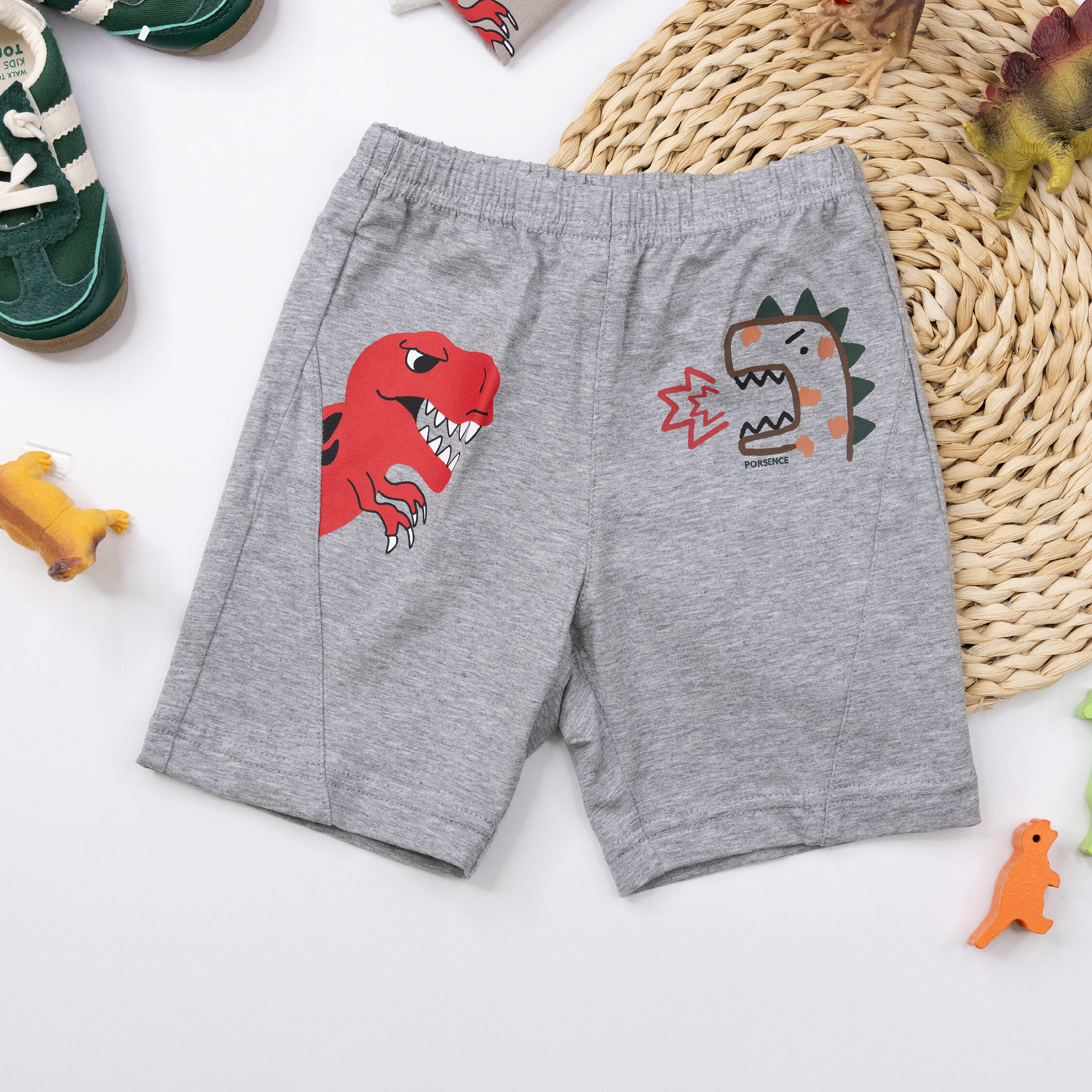 波紳士【22036】童趣恐龍吵架棉質短褲