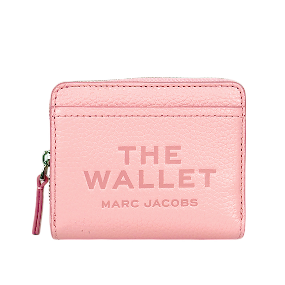 【MARC JACOBS】壓印標誌對開暗釦二折迷你短夾(蝴蝶結粉)2R3SMP044S10 669