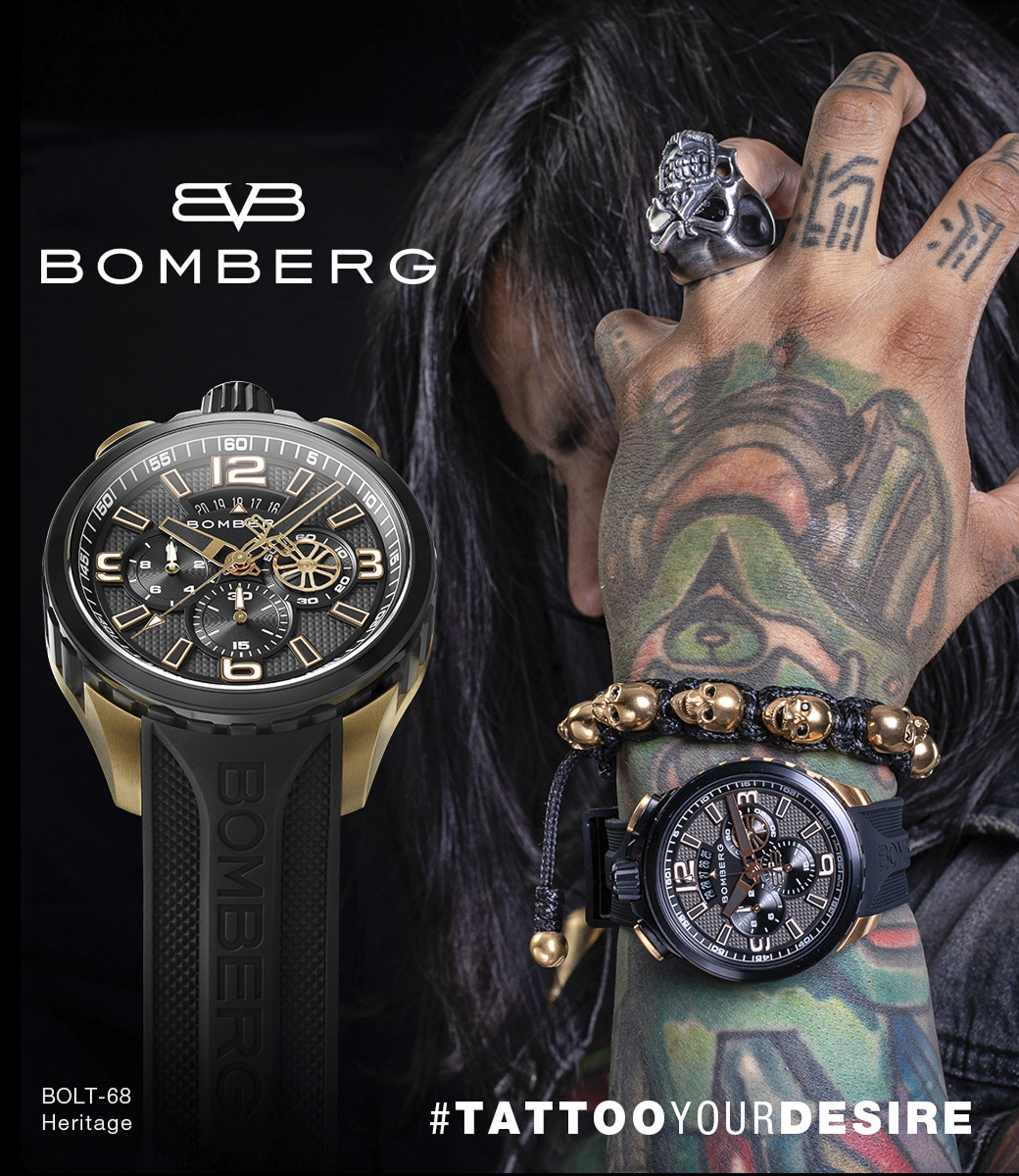 BOLT-68 Heritage 系列 復刻黑金計時碼錶