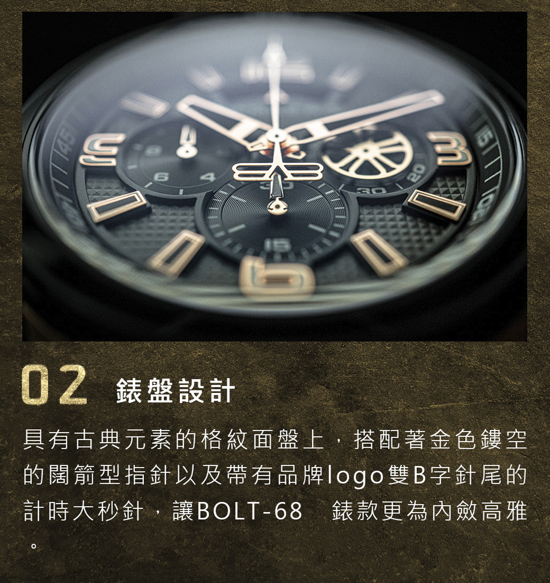 BOLT-68 Heritage 系列 復刻黑金計時碼錶