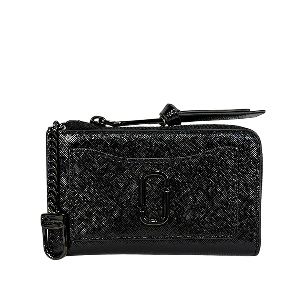 【MARC JACOBS】The Snapshot DTM 防刮皮革附勾釦拉鍊零錢包/卡夾包