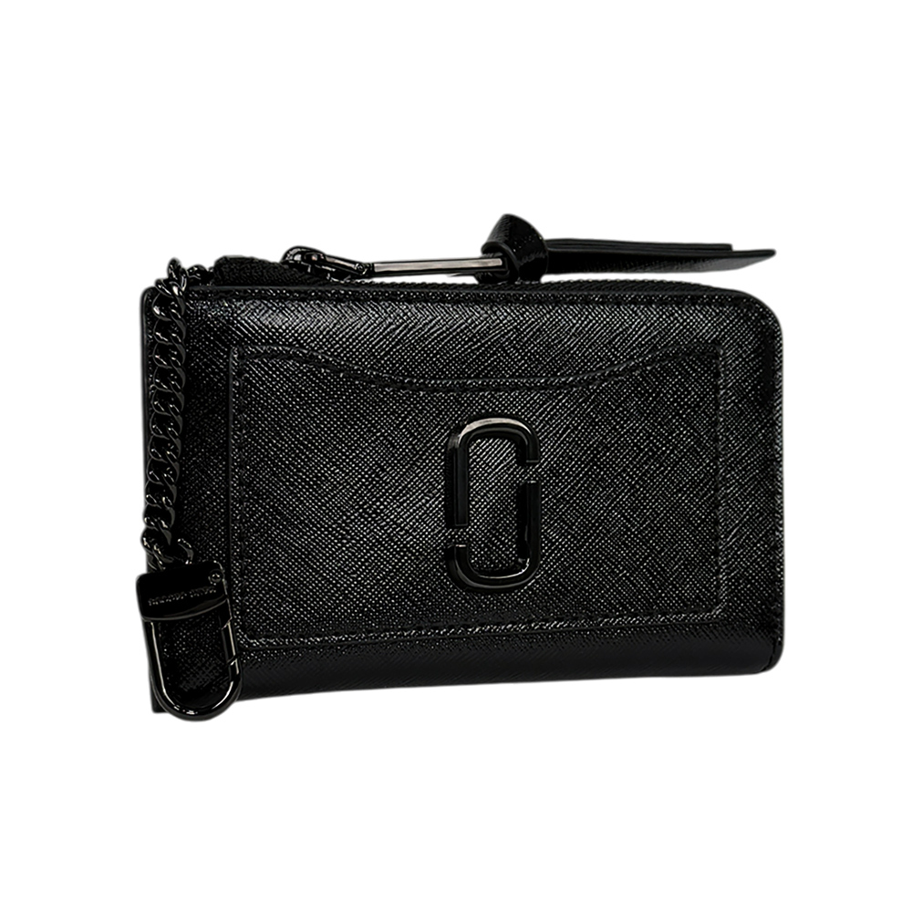 【MARC JACOBS】The Snapshot DTM 防刮皮革附勾釦拉鍊零錢包/卡夾包