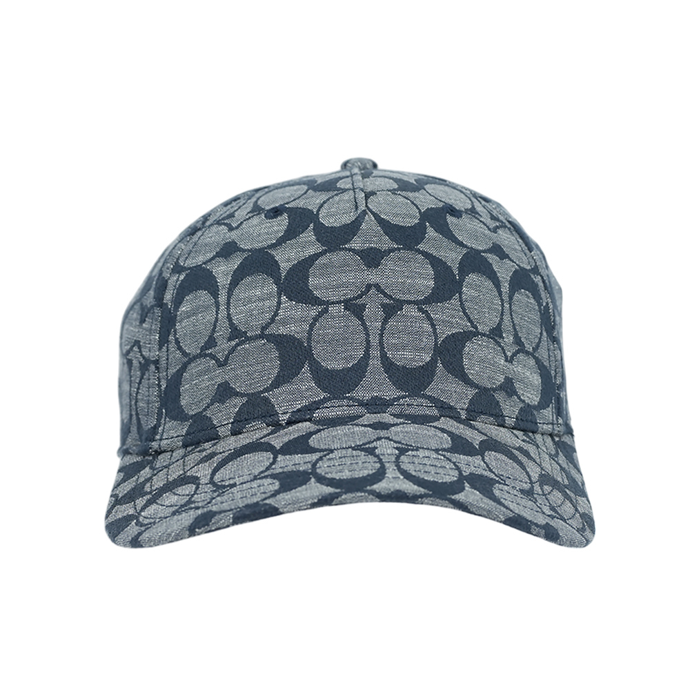 【COACH】CC Logo Chambray 織布棒球帽 XS-S / M-L (藍色)