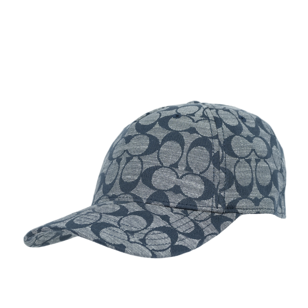 【COACH】CC Logo Chambray 織布棒球帽  XS-S  / M-L (藍色)CI496 CMB