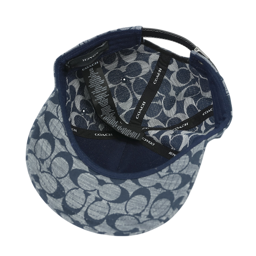 【COACH】CC Logo Chambray 織布棒球帽  XS-S  / M-L (藍色)CI496 CMB
