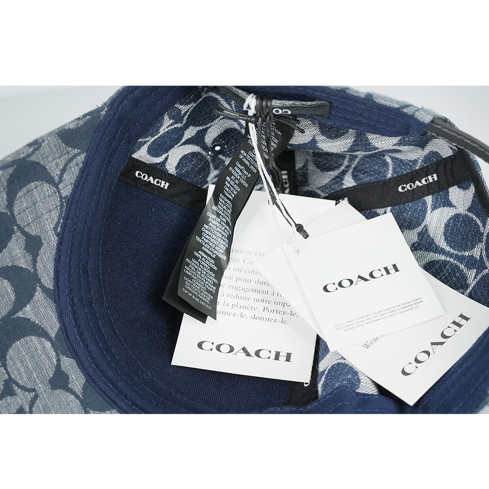 【COACH】CC Logo Chambray 織布棒球帽  XS-S  / M-L (藍色)CI496 CMB
