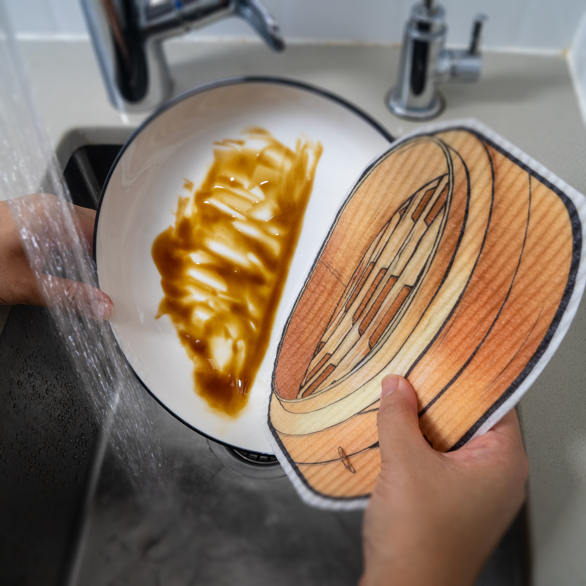 LEAFFY daichafan bamboo steamer eco friendly cellulose sponge cloth