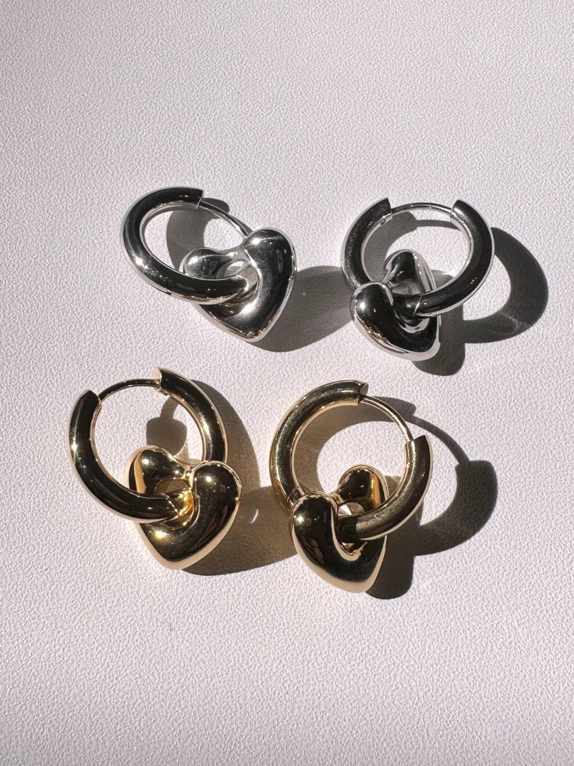 SS 2WAY heart hoop pierce