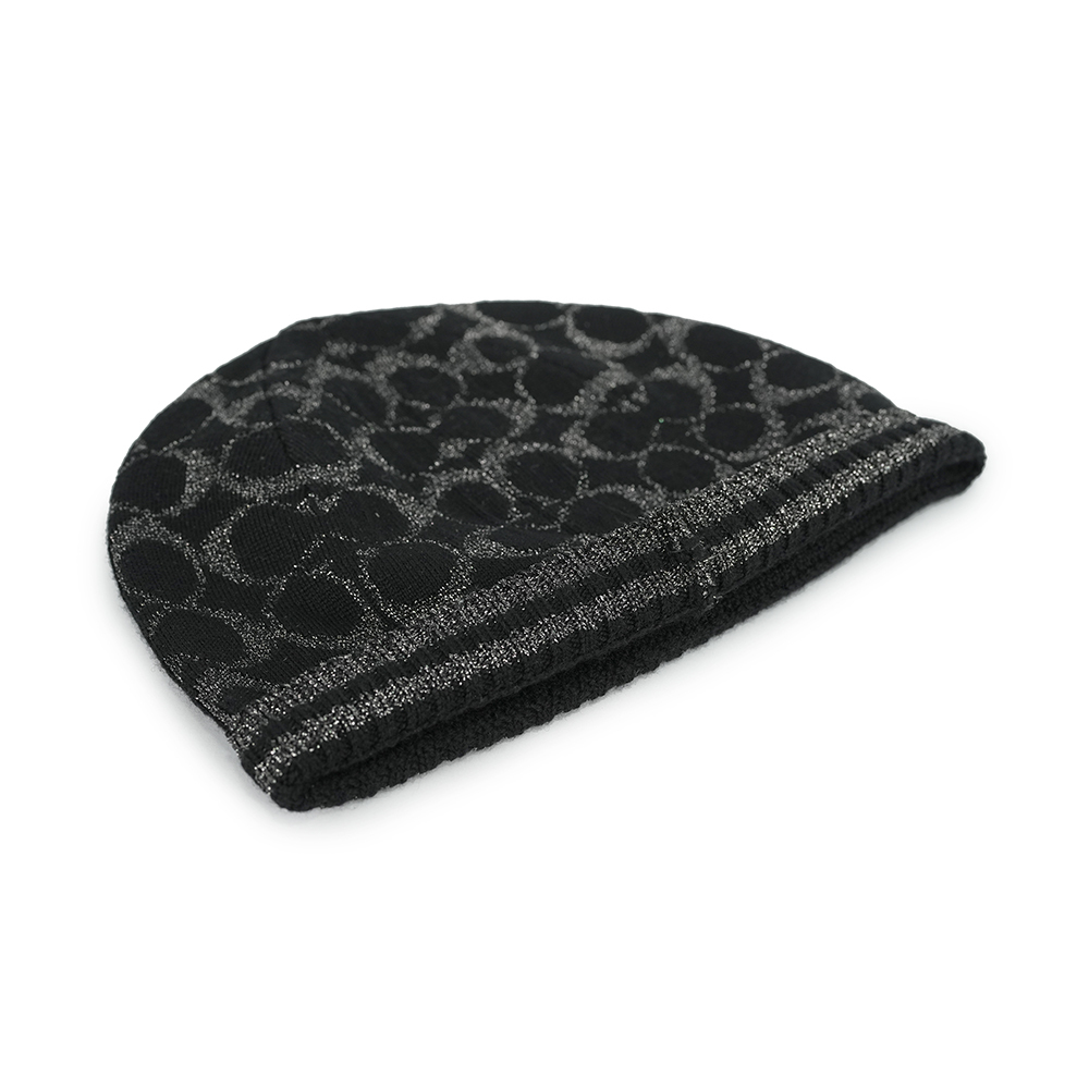 【COACH】金屬纖維CC Logo 羊毛毛帽(黑色)CK710 BKBK