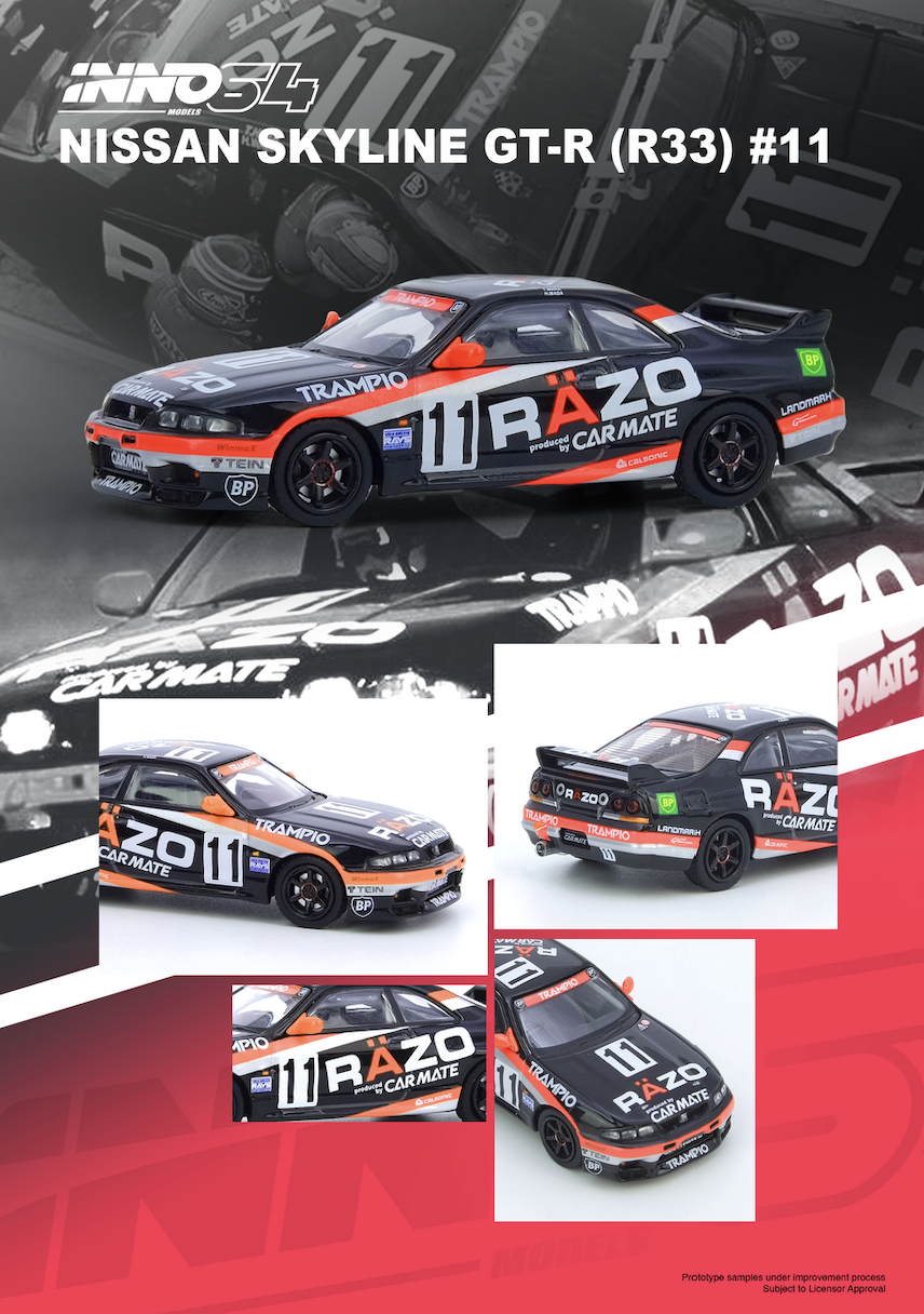 【預訂】INNO64 Nissan Skyline GT-R R33 #11 "Razo Trampio" N1 Super Endurance Series - Sendan Highland 1995 Winner