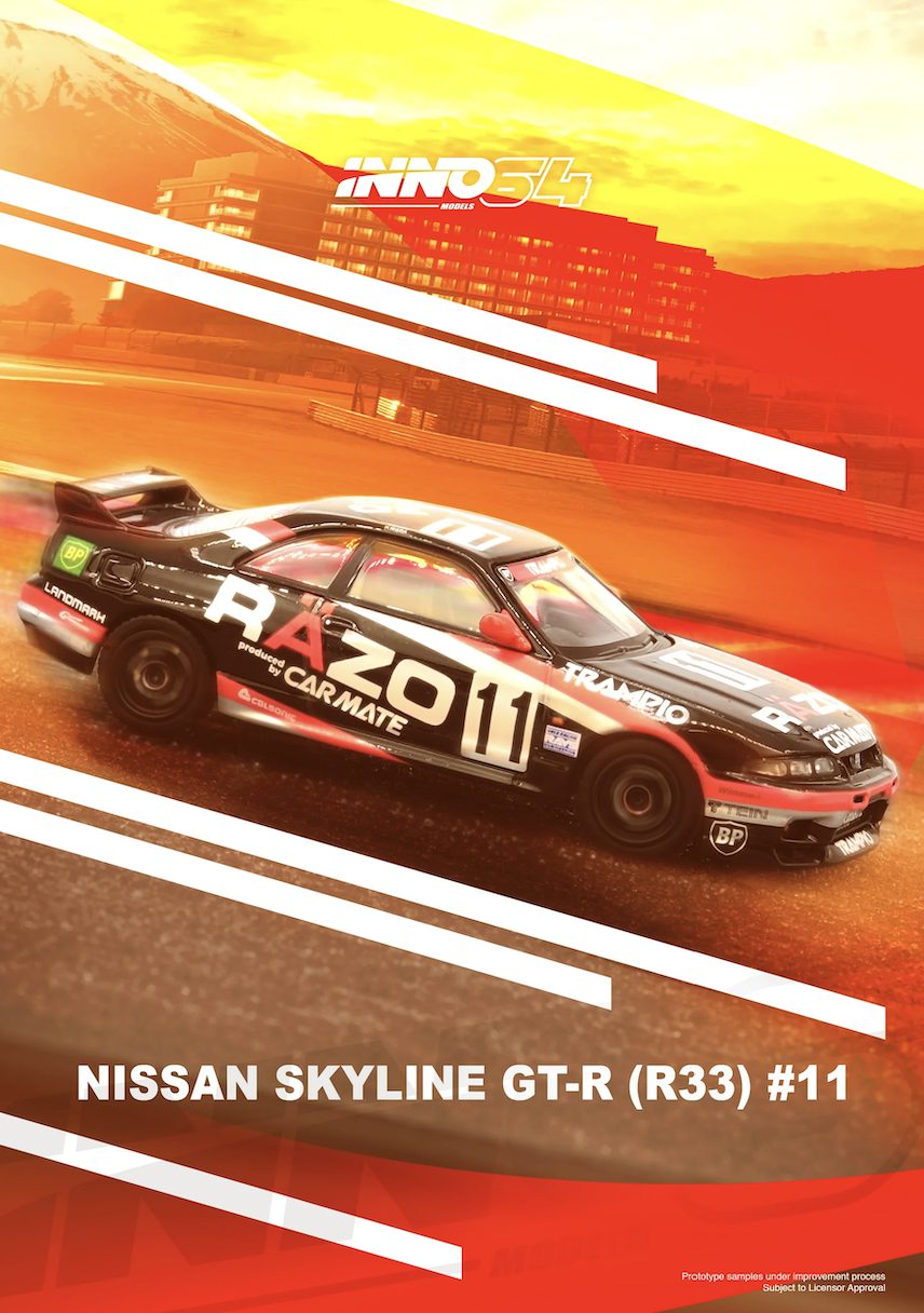 【預訂】INNO64 Nissan Skyline GT-R R33 #11 "Razo Trampio" N1 Super Endurance Series - Sendan Highland 1995 Winner