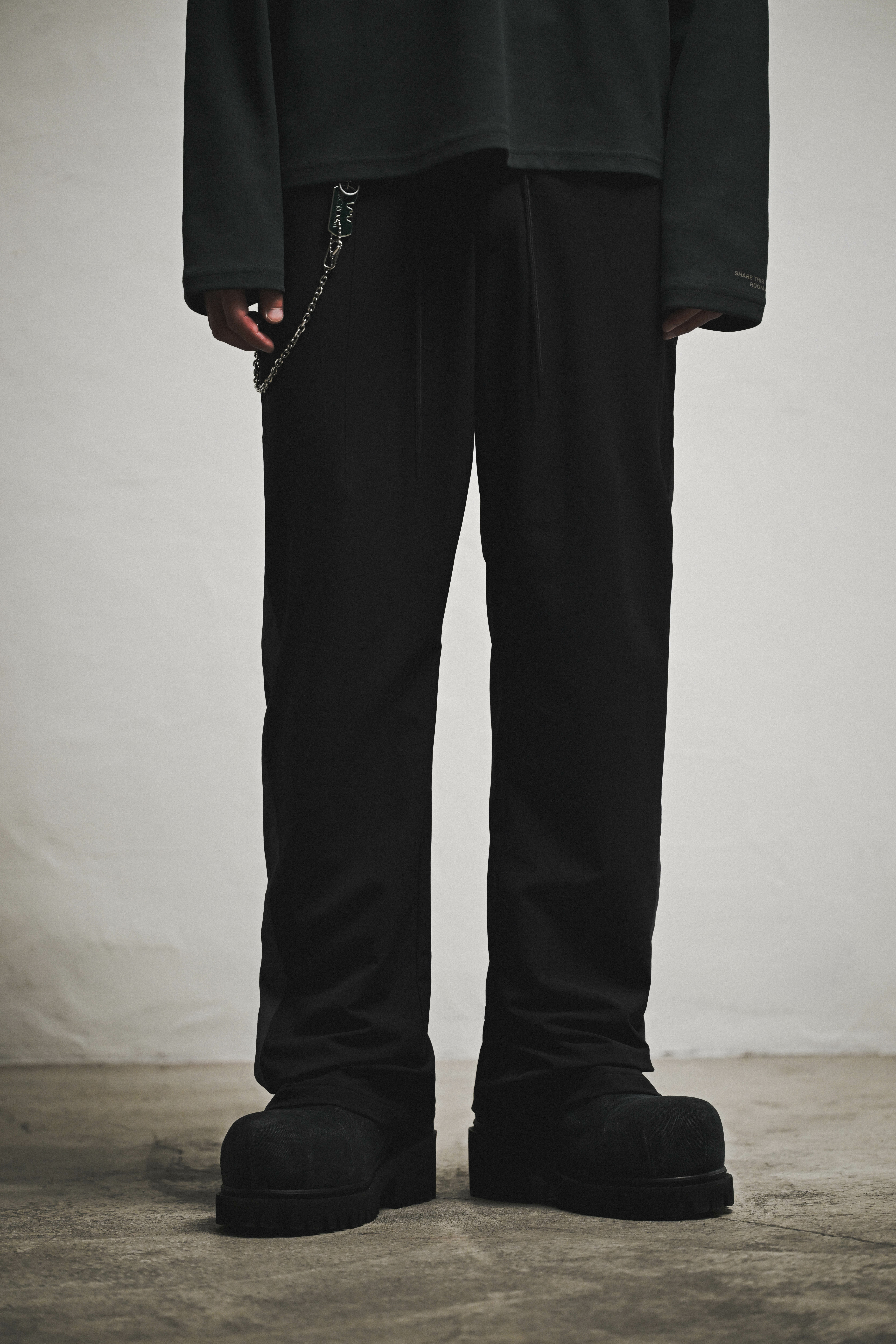 NYLON SPLICING TRACK PANTS - BLACK
