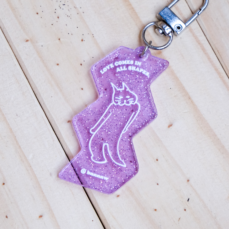 SP｜黑白小姐 Miss B&W｜壓克力鑰匙圈｜扭扭貓 葡萄汽水