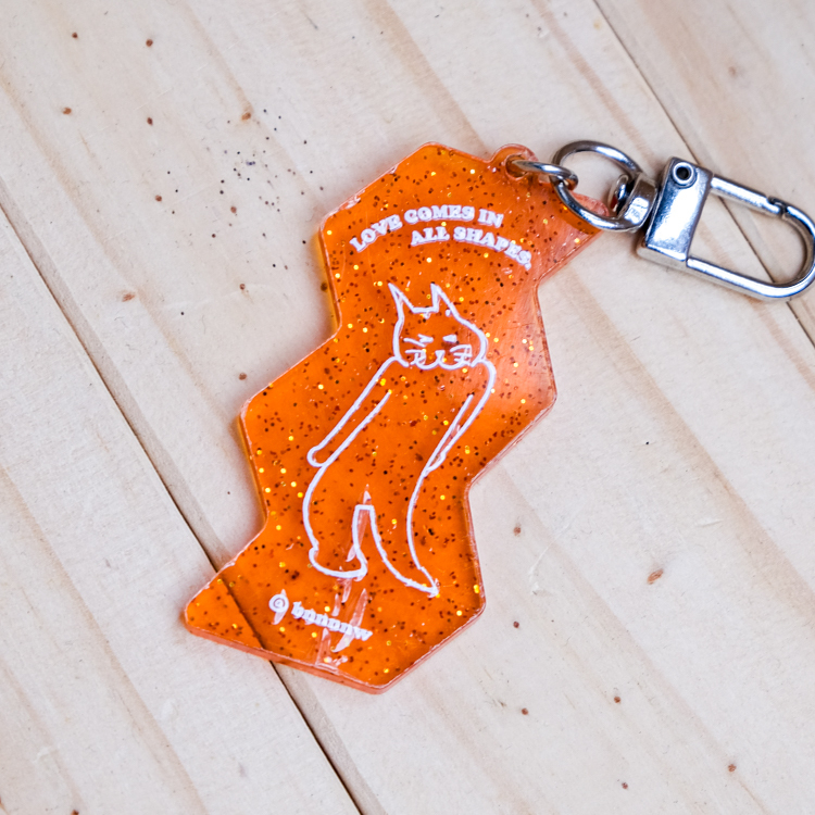 SP｜黑白小姐 Miss B&W｜壓克力鑰匙圈｜扭扭貓 橘子汽水