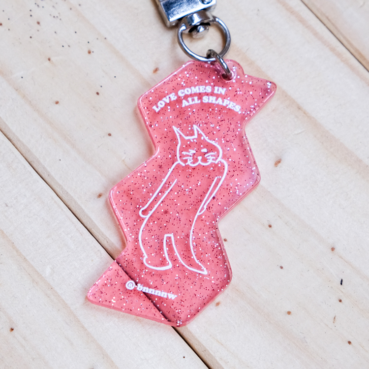 SP｜黑白小姐 Miss B&W｜壓克力鑰匙圈｜扭扭貓 草莓汽水