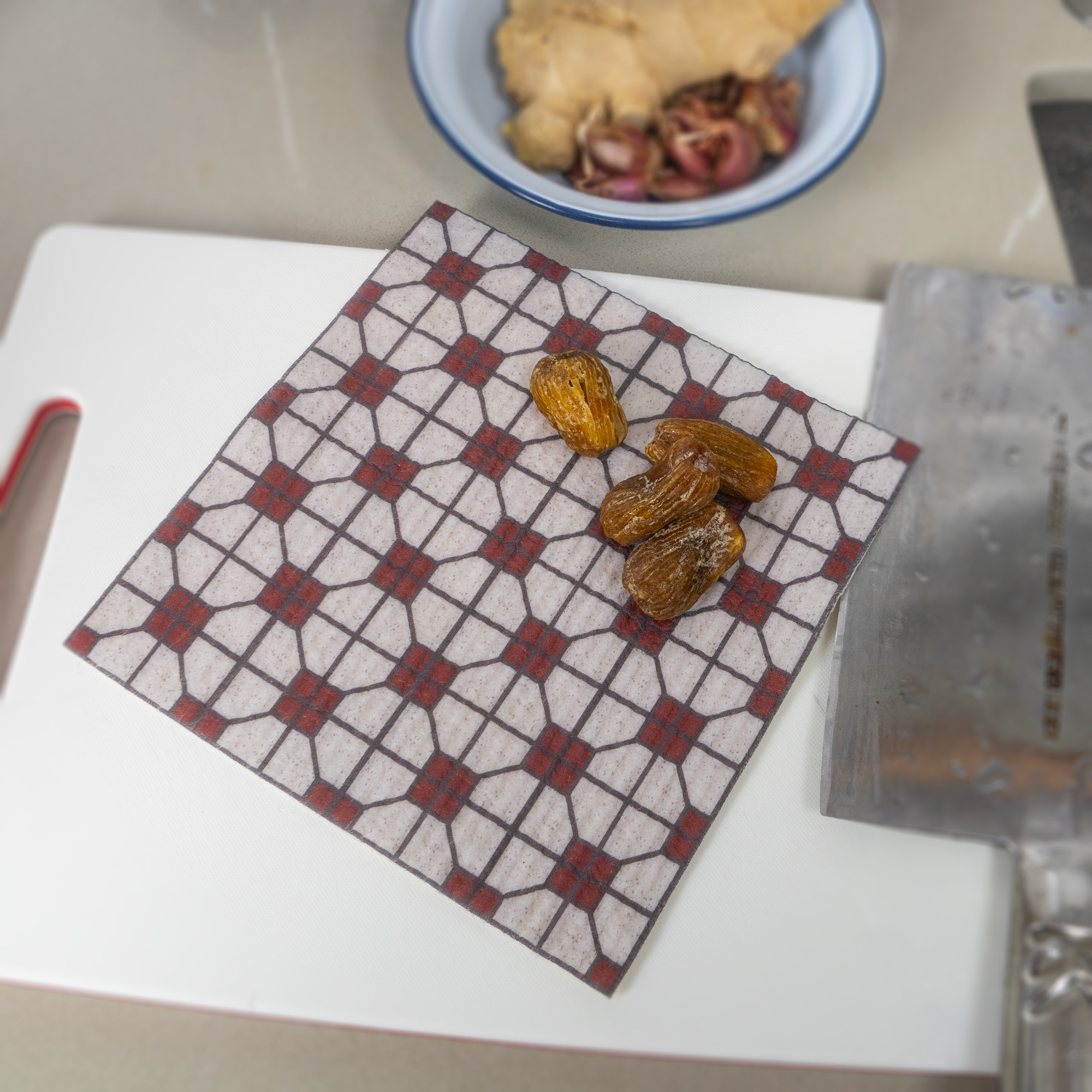 LEAFFY daichafan mosaic tile eco friendly cellulose sponge cloth - red