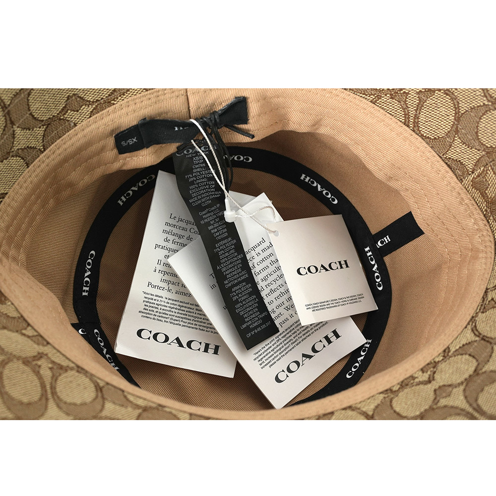 【COACH】滿版CC Logo 緹花布漁夫帽  XS-S  / M-L (卡其色)CW765 KHA