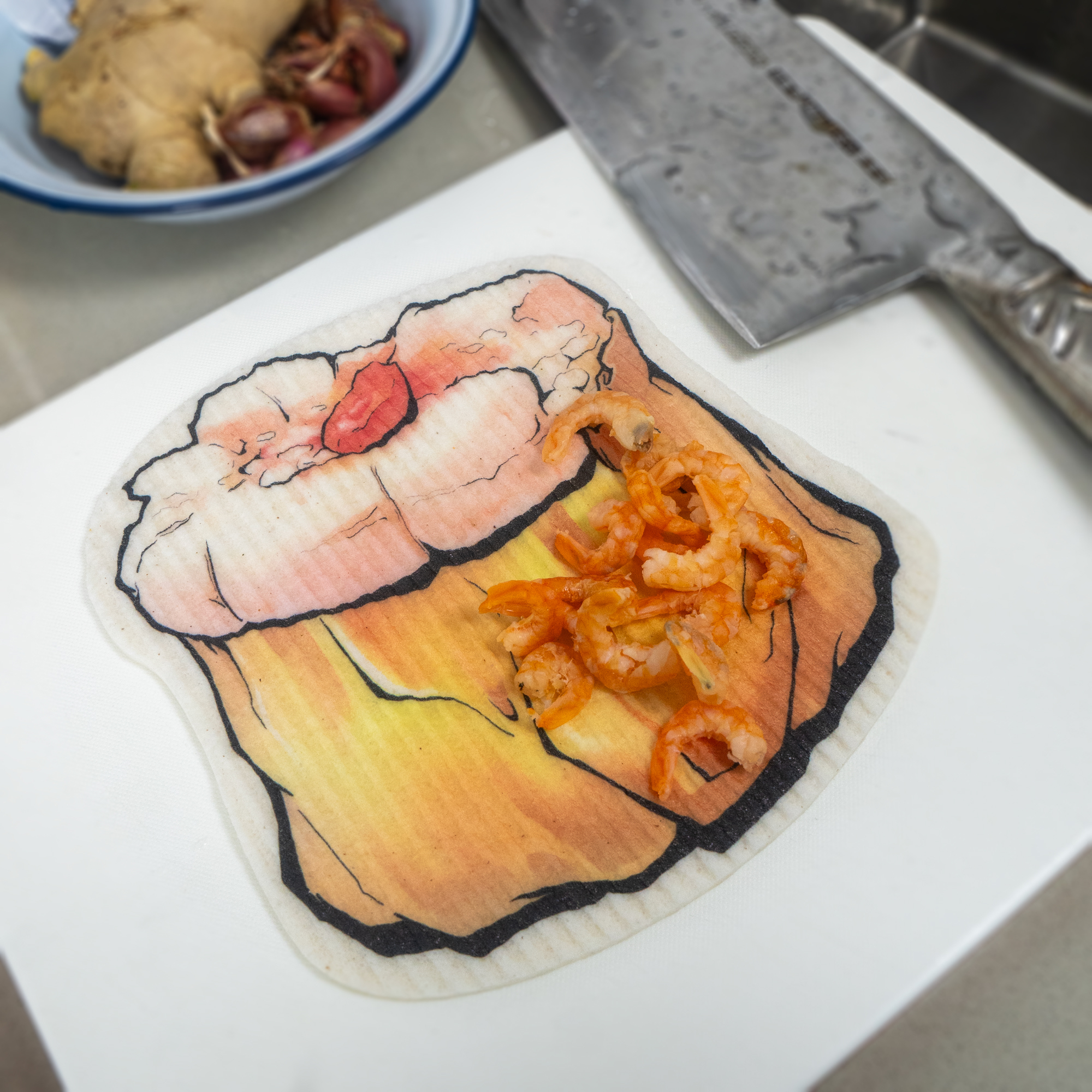 LEAFFY daichafan shrimp shumai eco friendly cellulose sponge cloth