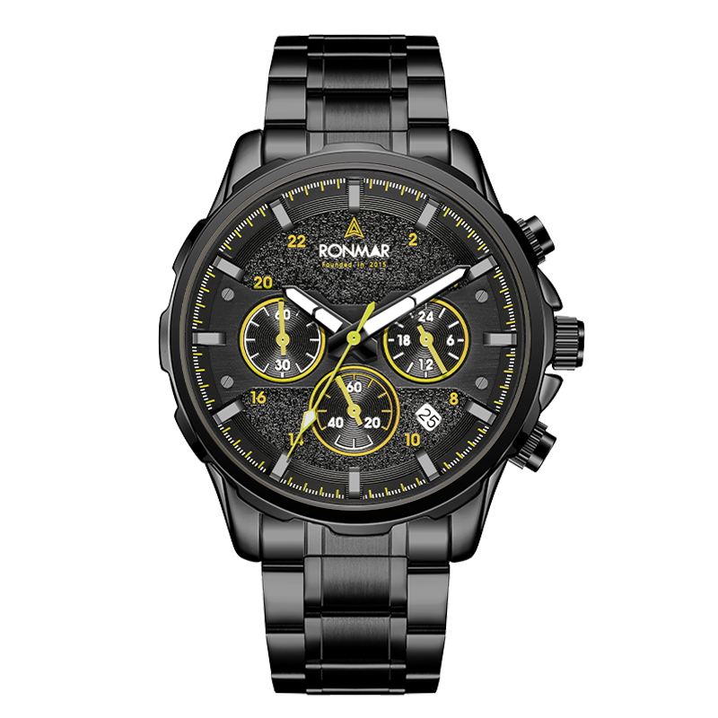 【RONMAR羅馬】疾風系列 RMGL02O2/RMGL02L2 三眼 計時 夜光指針刻度 日期顯示 鐳雕錶蓋 不鏽鋼 機械 手錶