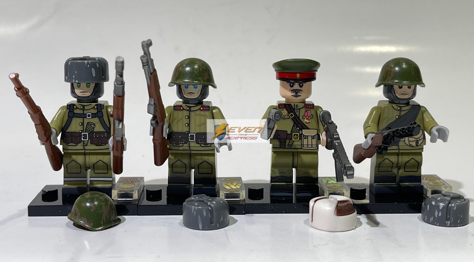 Custom minifig : Set/4 WWII Soviet Infantry & Officer