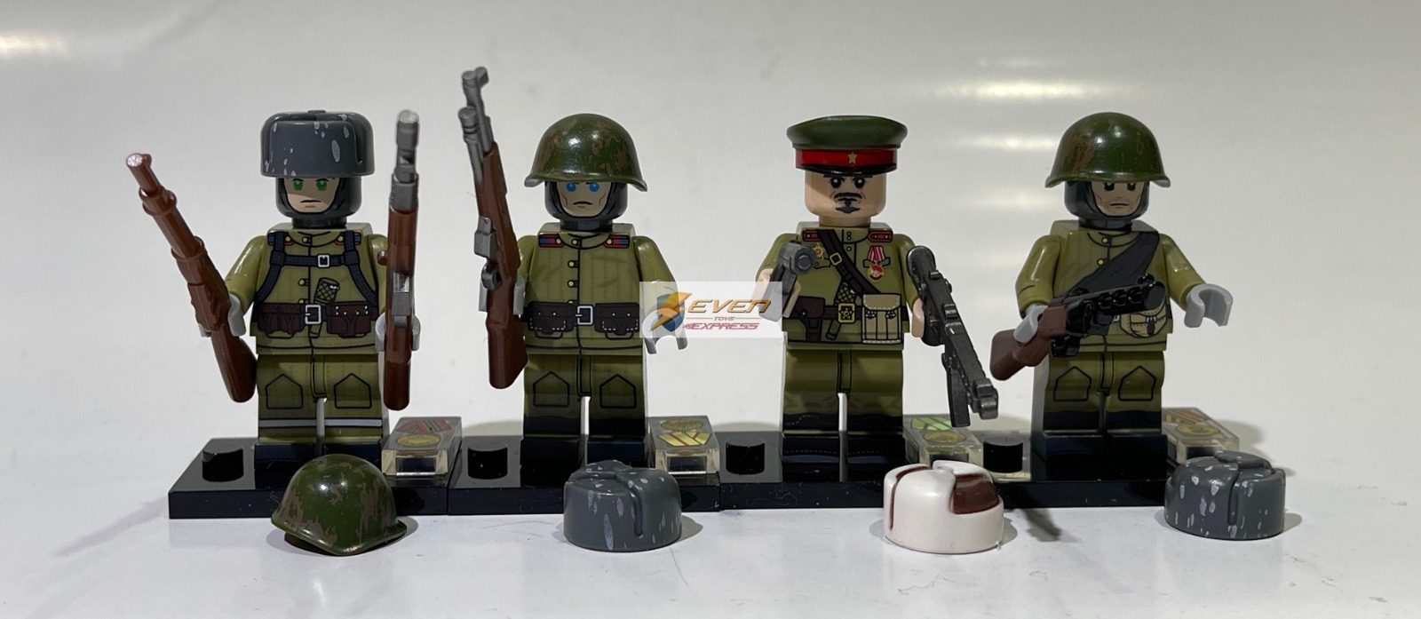 Custom minifig : Set/4 WWII Soviet Infantry & Officer