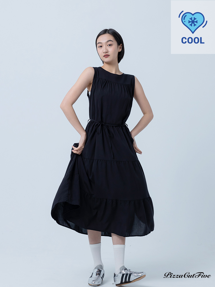 [兩件1580｜涼感洋裝]簡約素色無袖蛋糕連身洋裝 PizzaCutFive PCF252486001