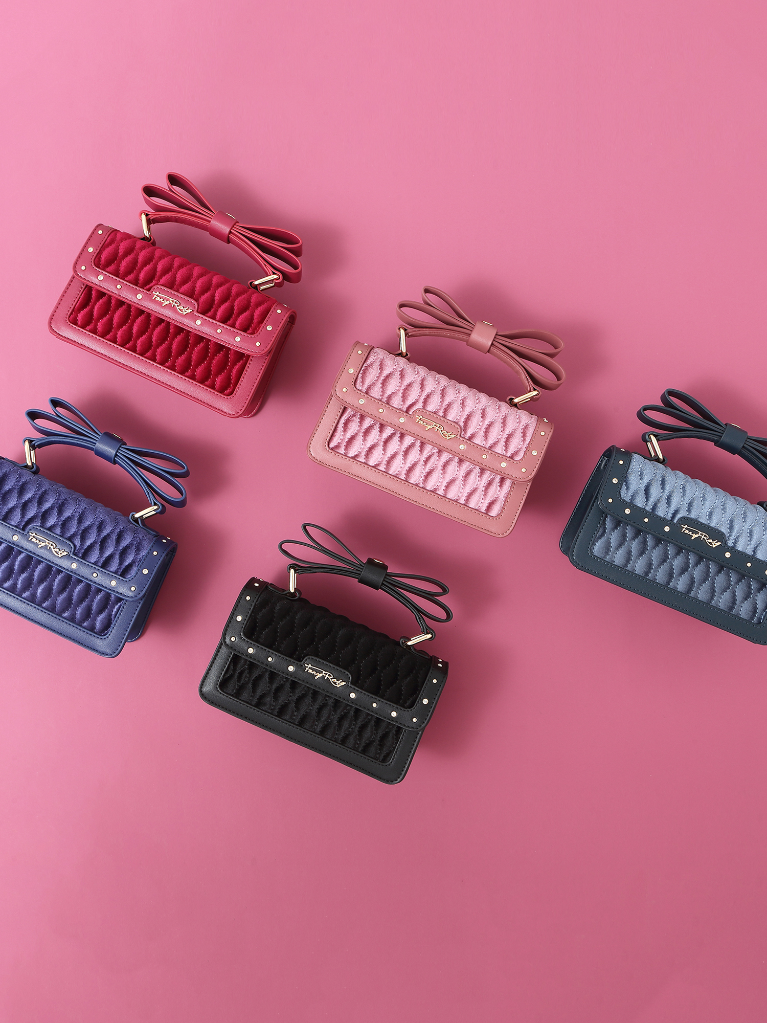 Fancy Bow Bow  Velvet Shoulder Bag