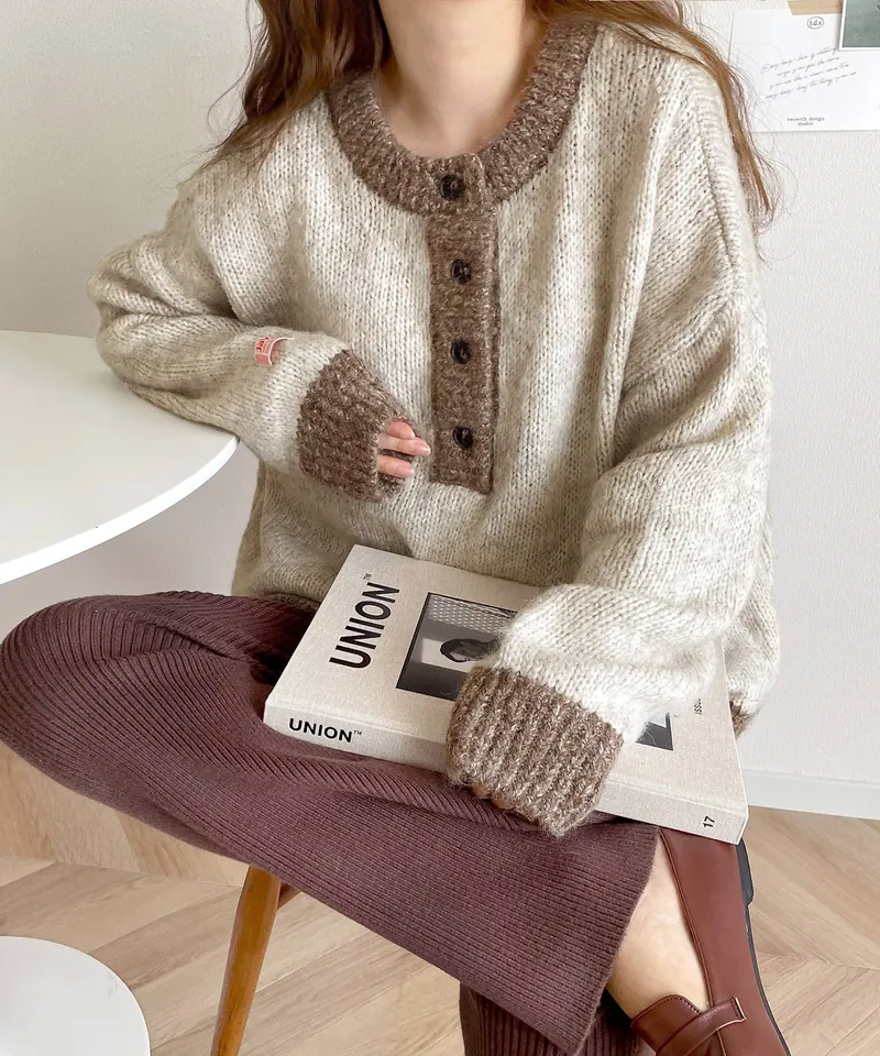 日本選物｜ JAVA 針織毛衣 2WAYS 雙面穿 絨毛 排扣款