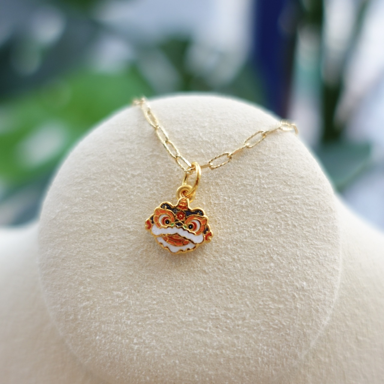 999足金手繪琺瑯系列 - 醒獅頭吊墜/掛件