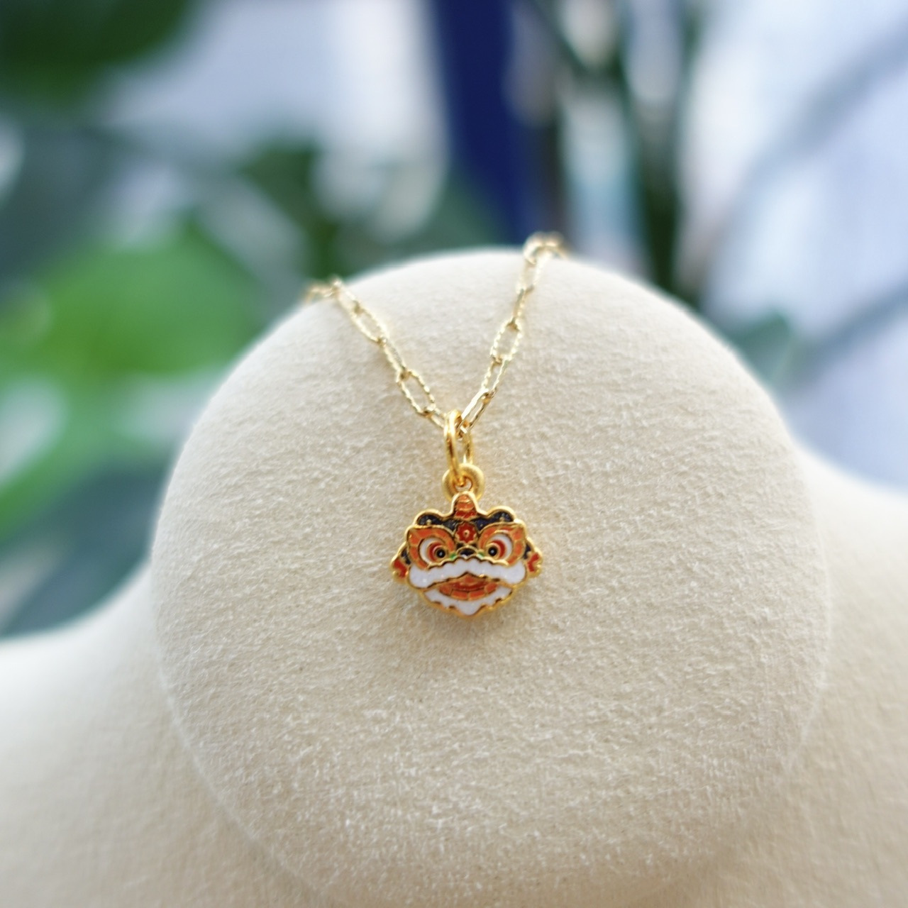 999足金手繪琺瑯系列 - 醒獅頭吊墜/掛件