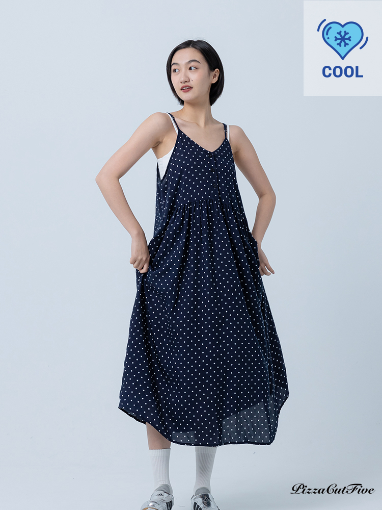 [兩件1580｜涼感洋裝]經典小圓點口袋細肩洋裝 PizzaCutFive PCF252487018