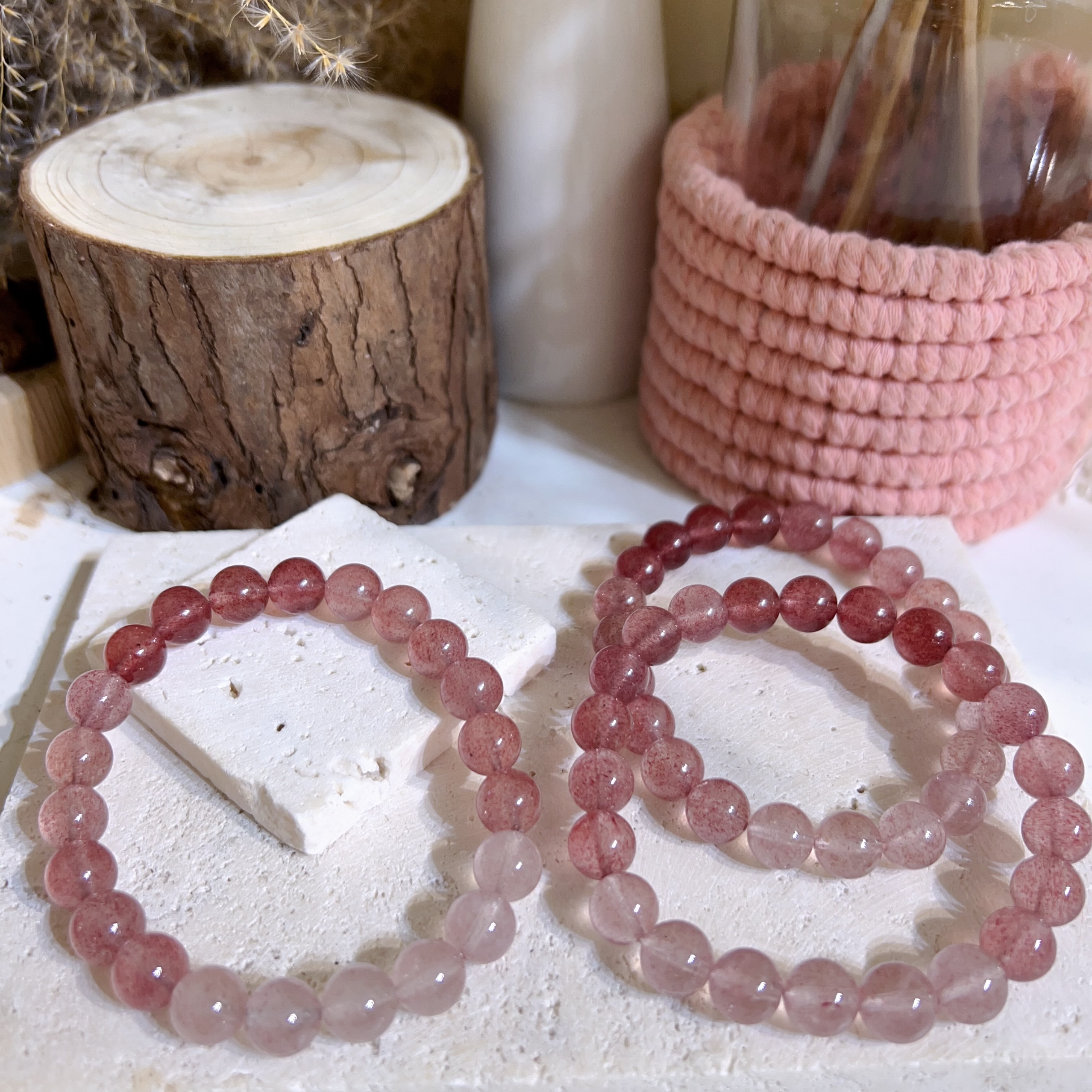 漸變草莓晶手串 8mm