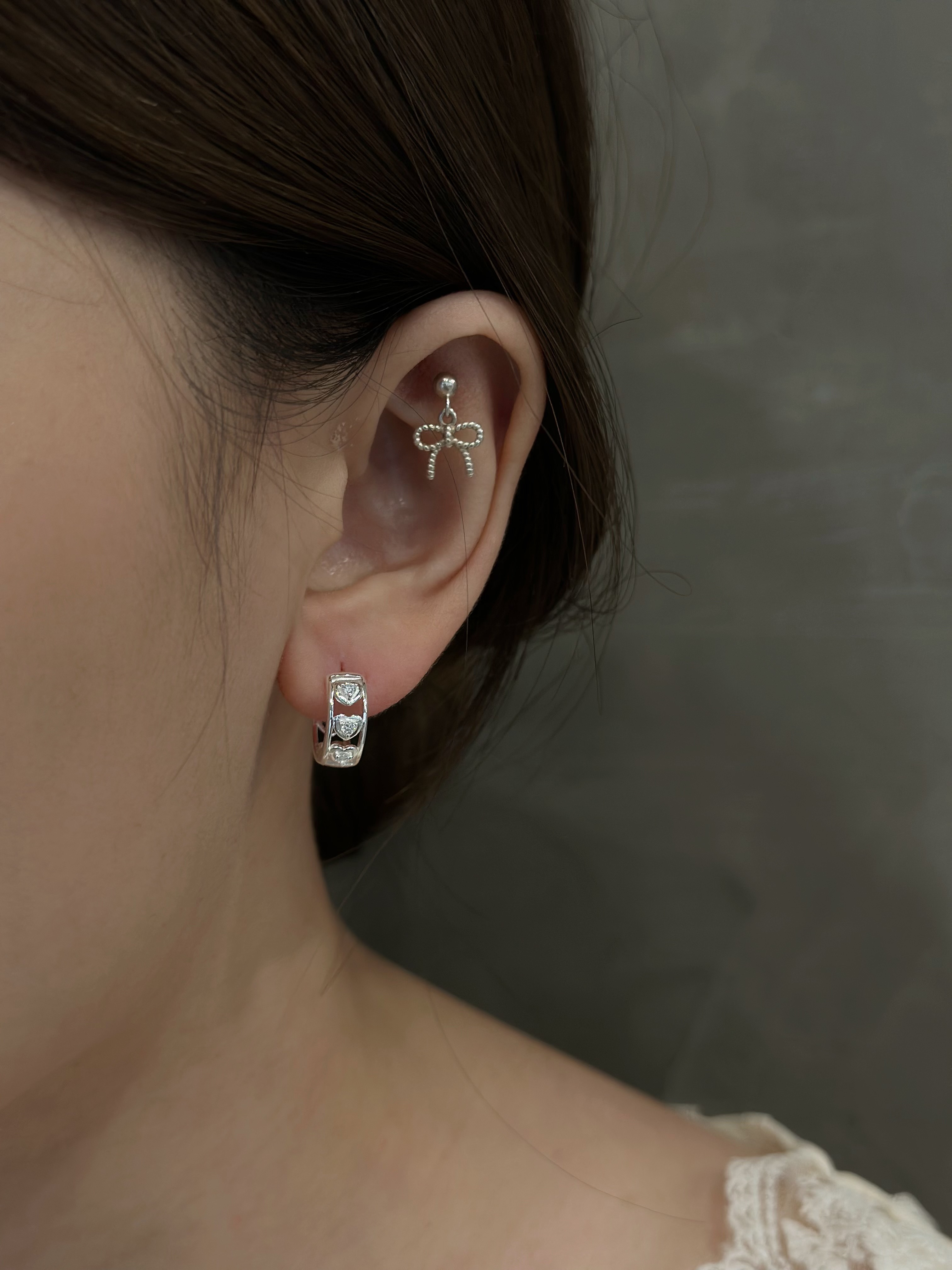 H07排鑽愛心純銀易扣