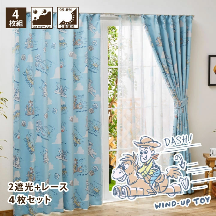 19048-TY 迪士尼反斗奇兵 2級遮光窗簾 + 窗紗 (一套4塊)  #JP-BD19-SB-434/SB-435