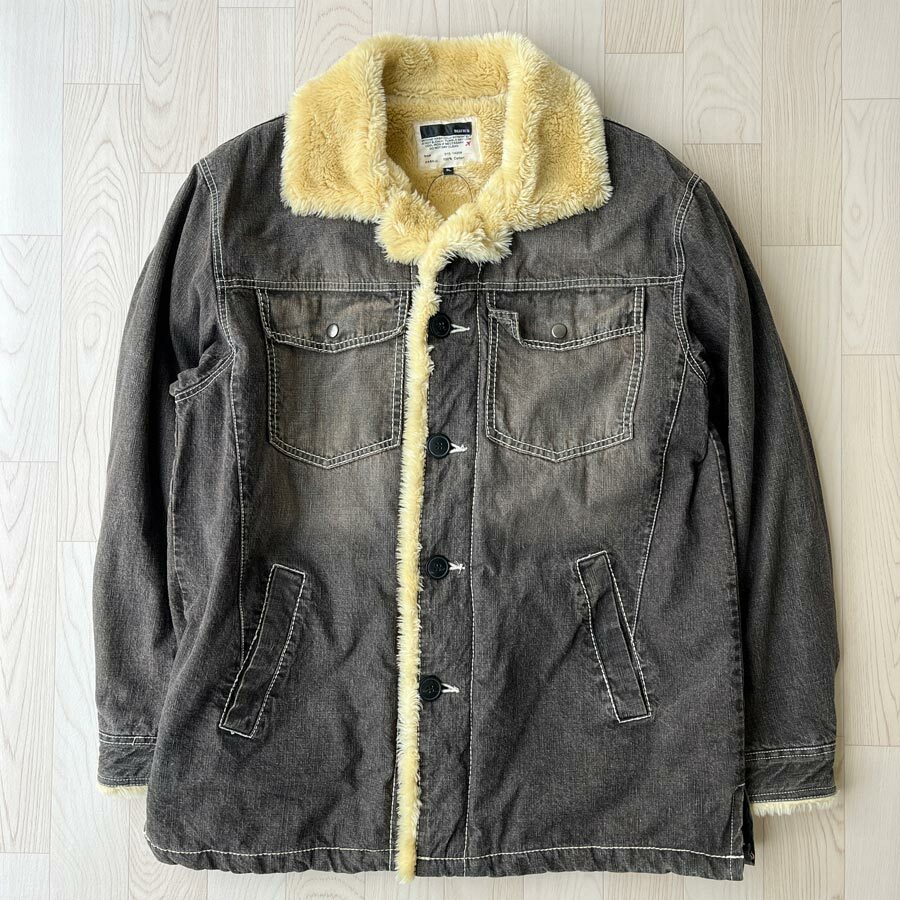 Blues黑啡色毛毛領夾綿外套