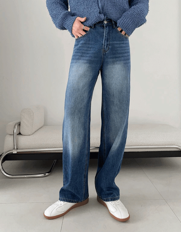 髒洗寬鬆牛仔褲