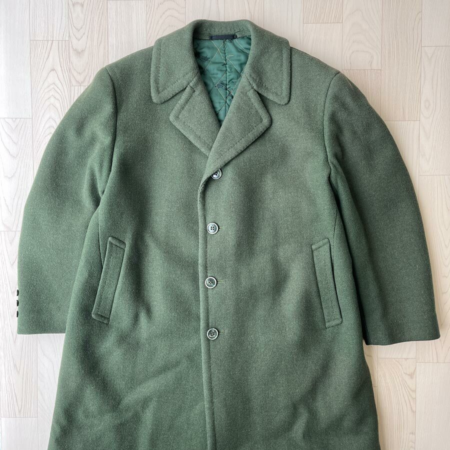 深綠色古著長外套