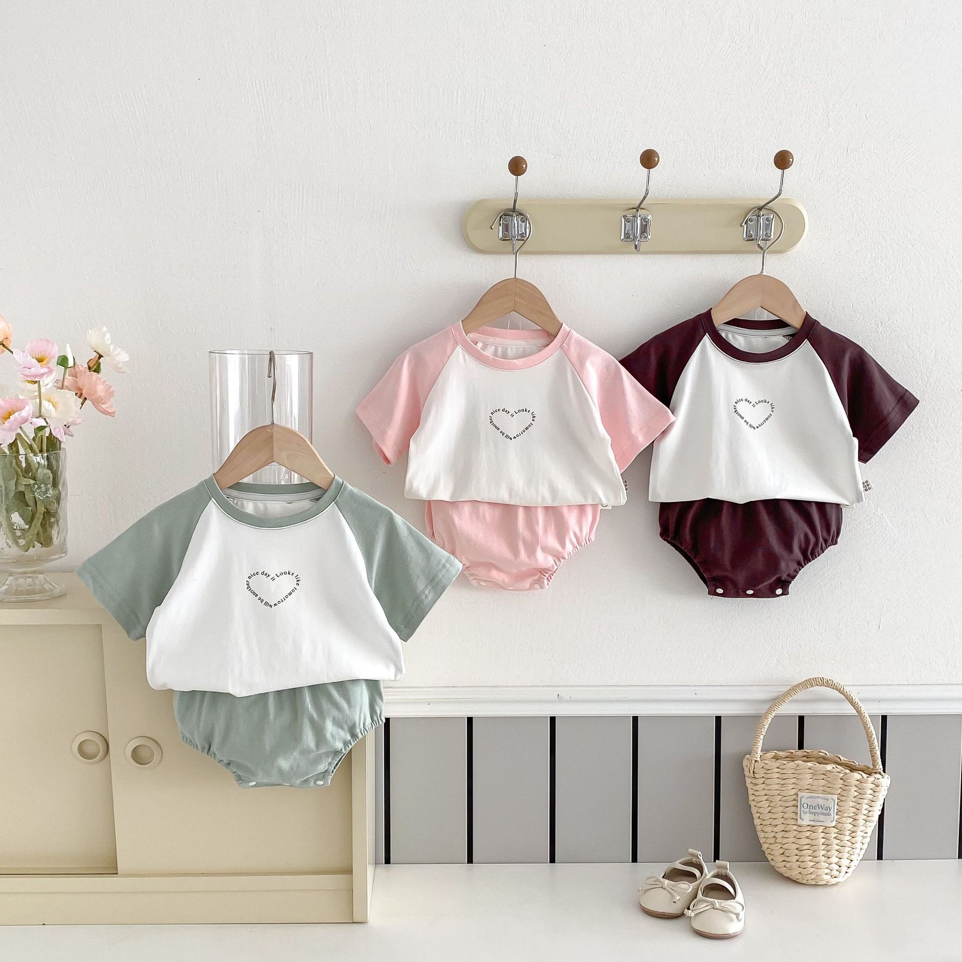 純棉愛心上衣+包屁褲