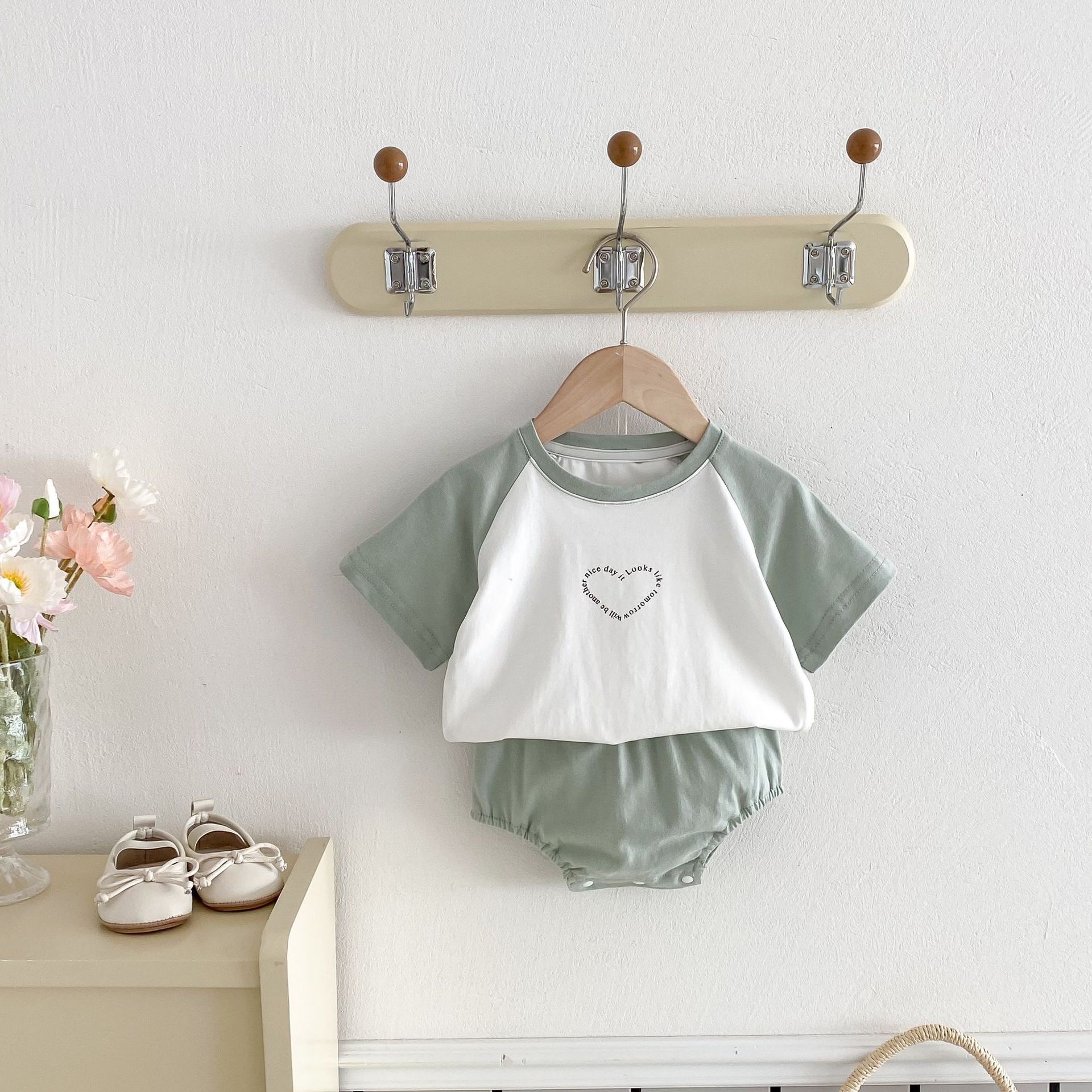 純棉愛心上衣+包屁褲